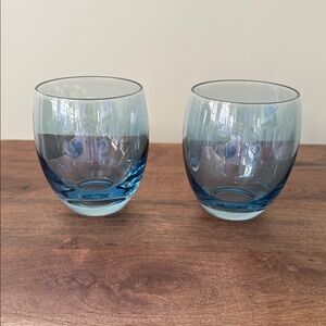 Set of Two Blue Glass Tumblers